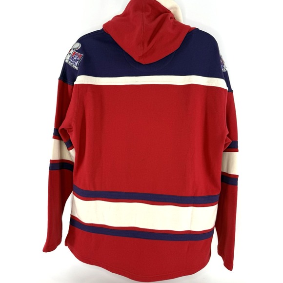 Super Bowl LVIII Hockey-Style Lace-Up Hoodie Men's L Red Purple '47 Fleece - Picture 3 of 13